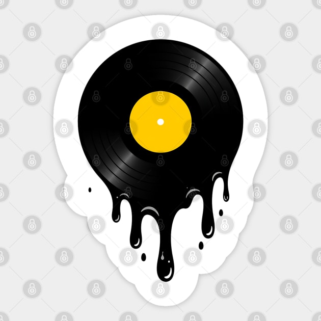 Time Melts Away: Melting Vinyl Record Design Sticker by UrbanLifeApparel